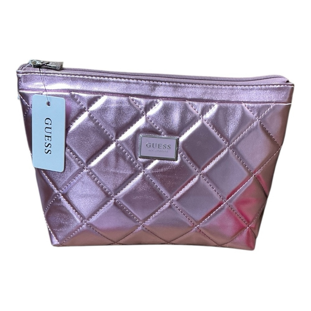 Guess - NWT - Pink Quilted Cosmetic Bag with Shimmer Finish